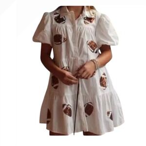 Peach Love California White Sequin Football Tiered Mini Dress Game Day XL